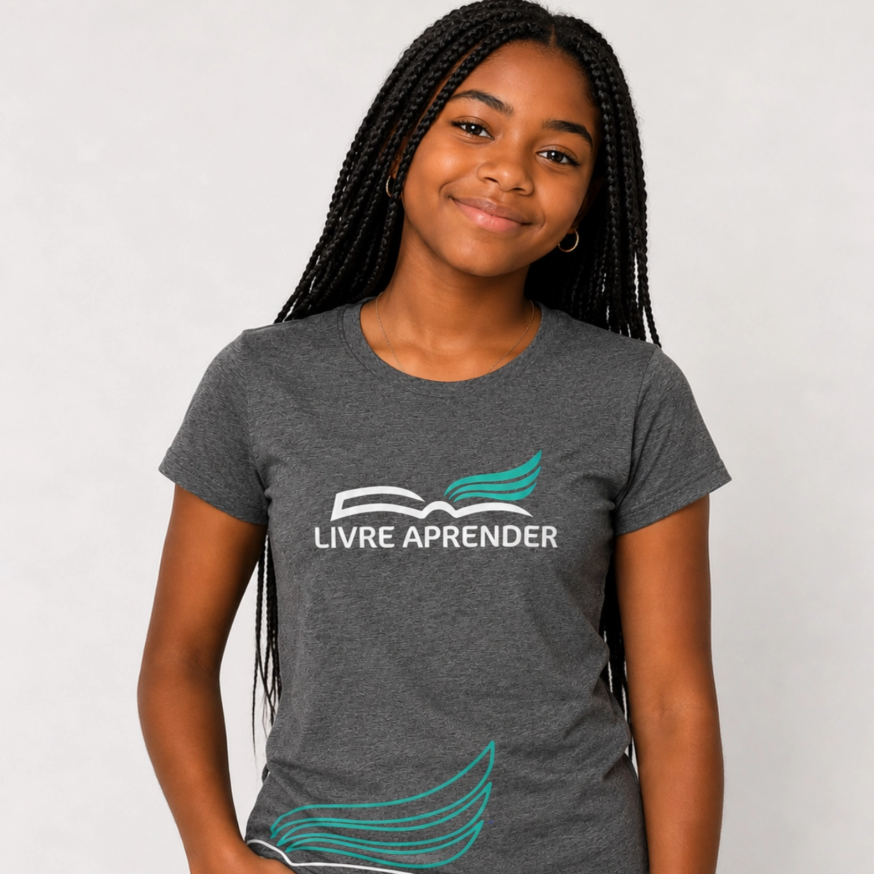 Artboard14 Camiseta Baby Look Cinza Livre Aprender - Imagem 1