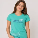 Camiseta Baby Look Verde Água Livre Aprender