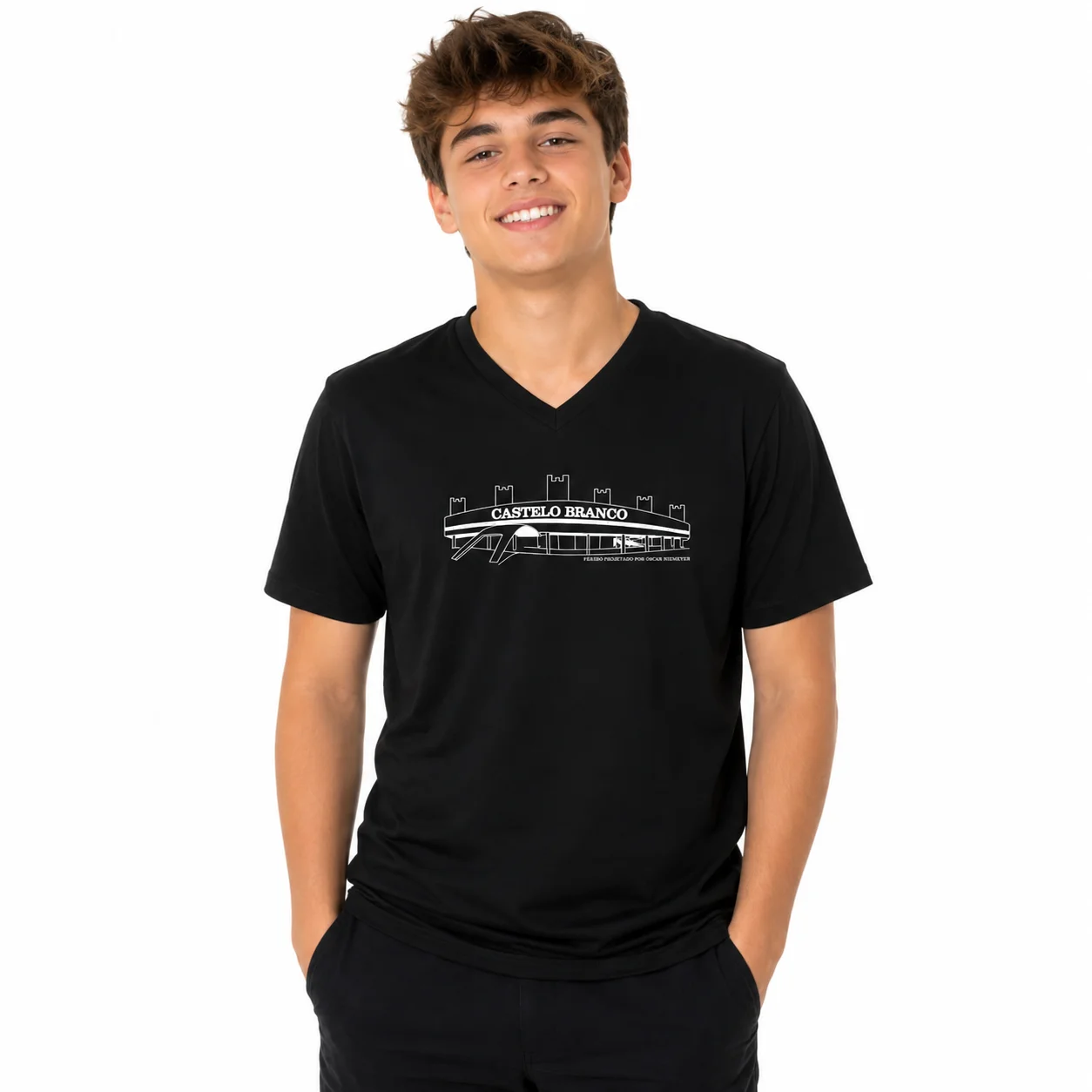 Artboard5 Camiseta Preta Gola V Castelo Branco - Imagem 1