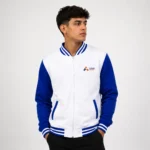 Jaqueta College Helanca flanelada ou Tactel com ziper e bordada -  Colégio Apoio Branco com Azul