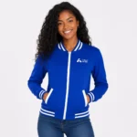 Jaqueta College - Baby Look - Helanca flanelada ou Tactel com ziper e bordada -  Colégio Apoio Azul